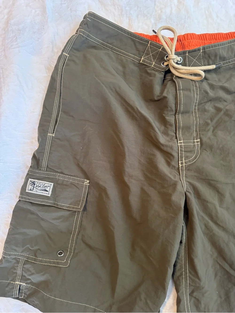 Polo Ralph Lauren Olive Swim Shorts with Orange Accent